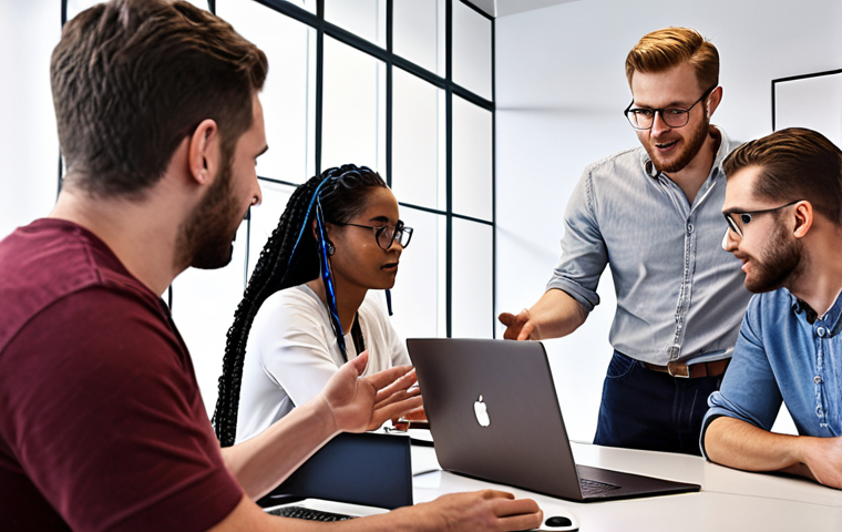 **

"Software development team collaborating, diverse members communicating effectively, using tools like Slack and Jira, open atmosphere, documentation visible in background, focus on teamwork and transparency."

**