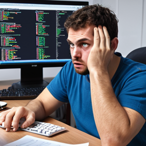 Home 7 **
A software developer at their desk, frustrated and surrounded by messy code. The focus is on the lack of clear testing scope, causing chaos and uncertainty about the application's quality. Include elements suggesting JUnit, pytest, and Jest logos subtly in the background.
**