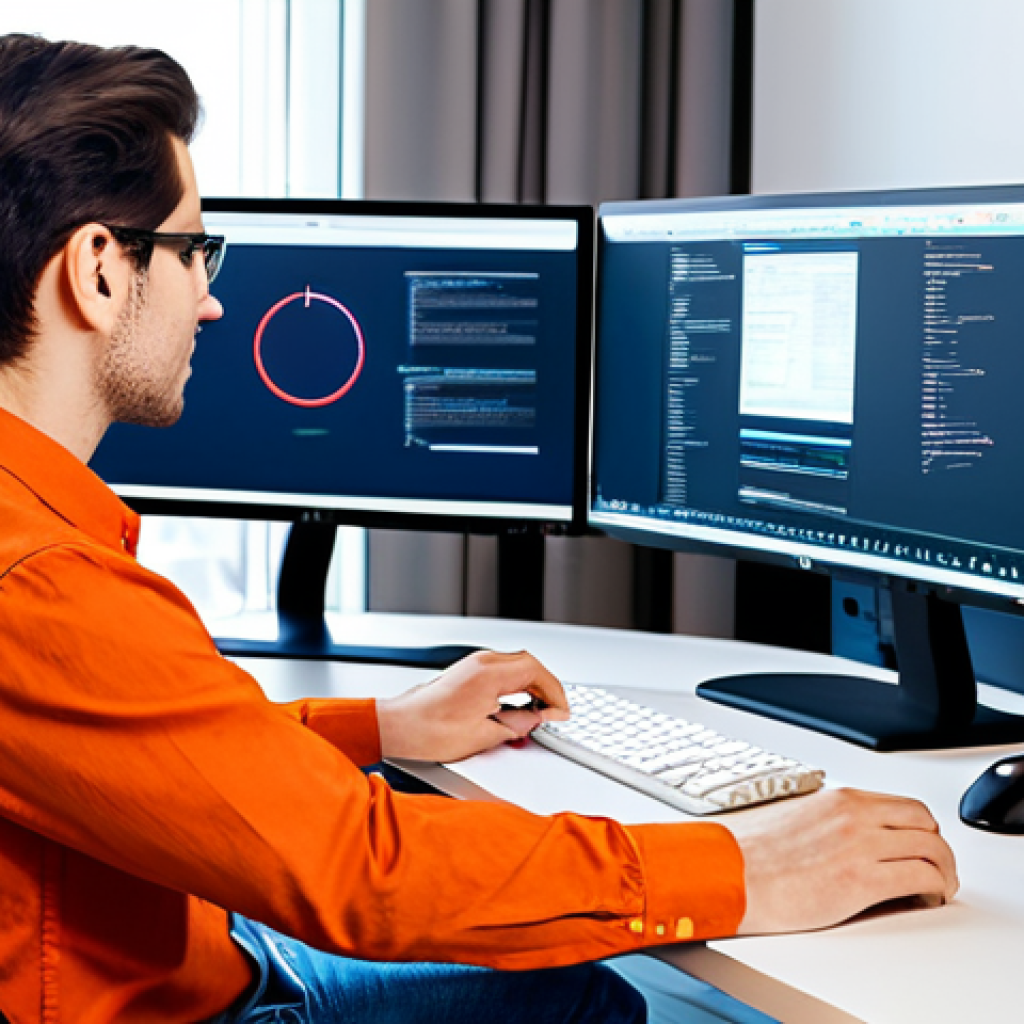 **
"A professional software developer, fully clothed in a modest, casual office outfit (jeans and a button-down shirt), working at a clean desk with multiple monitors in a bright, modern office space. Focus on the concentration and professionalism. Safe for work, appropriate content, perfect anatomy, natural pose, well-formed hands, proper finger count, professional, family-friendly."
**