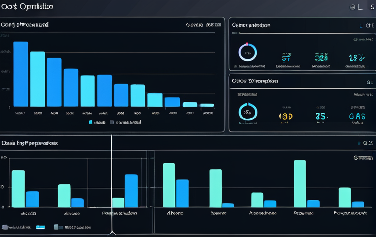 CI CD 파이프라인 구축 비용 절감 방법 - Cloud Cost Optimization Dashboard**

"A brightly lit, modern data visualization dashboard displaying...